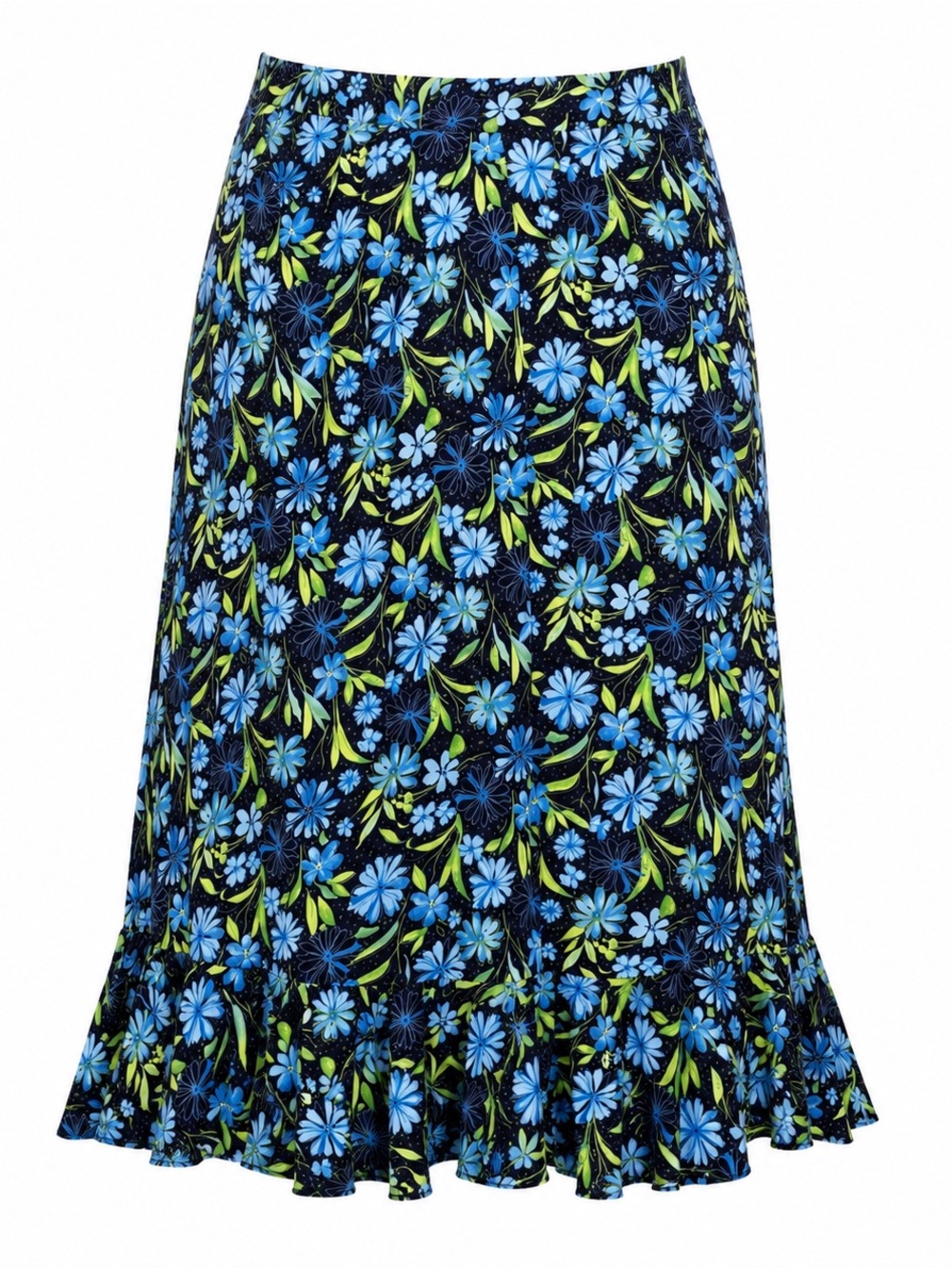 Christopher & Banks Navy Blue Floral Midi Skirt